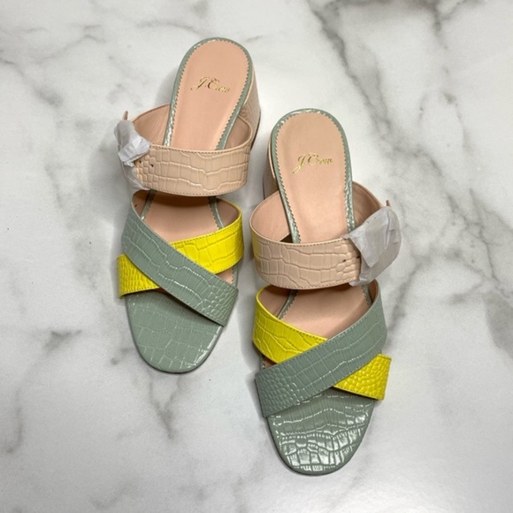 NEW J.Crew Penny pastel croc leather embossed heeled sandals Size 10 - Picture 5 of 8